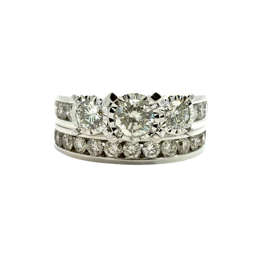 14k White Gold 1.96ctw MultiStone Diamond Wedding Set Size 70
