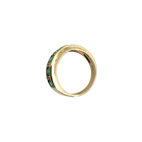 Vintage 14k Yellow Gold 0.90cttw Emerald and 0.16cttw Diamond Band Ring6