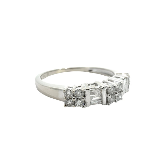 14k White Gold 0.52cttw Diamond Baguette and Round Anniversary Band Ring2