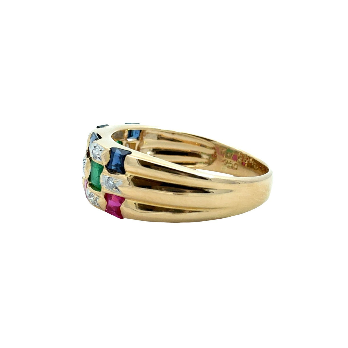 Le Vian 18k Yellow Gold Sapphire Ruby Emerald and Diamond Checkerboard Ring3