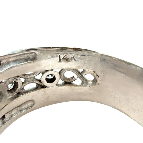 Vintage 14k White Gold 1.68cttw Diamond Filigree Wide Band Engagement Ring5