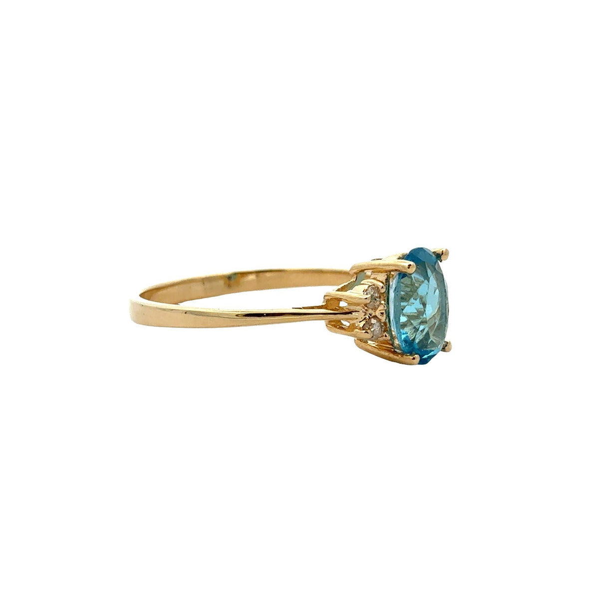 14k Yellow Gold 0.87tcw Oval Blue Topaz and 0.04cttw Diamond Ring2