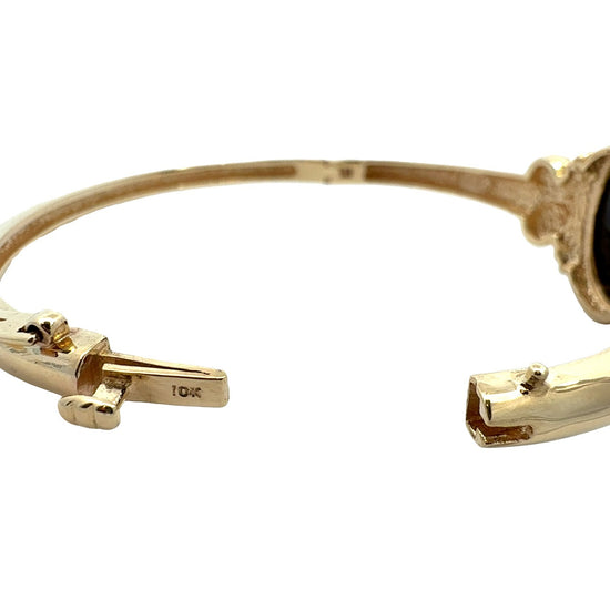 10k Yellow Gold Black Enamel and 0.05cttw Lab-Grown Diamond Cameo Bracelet5