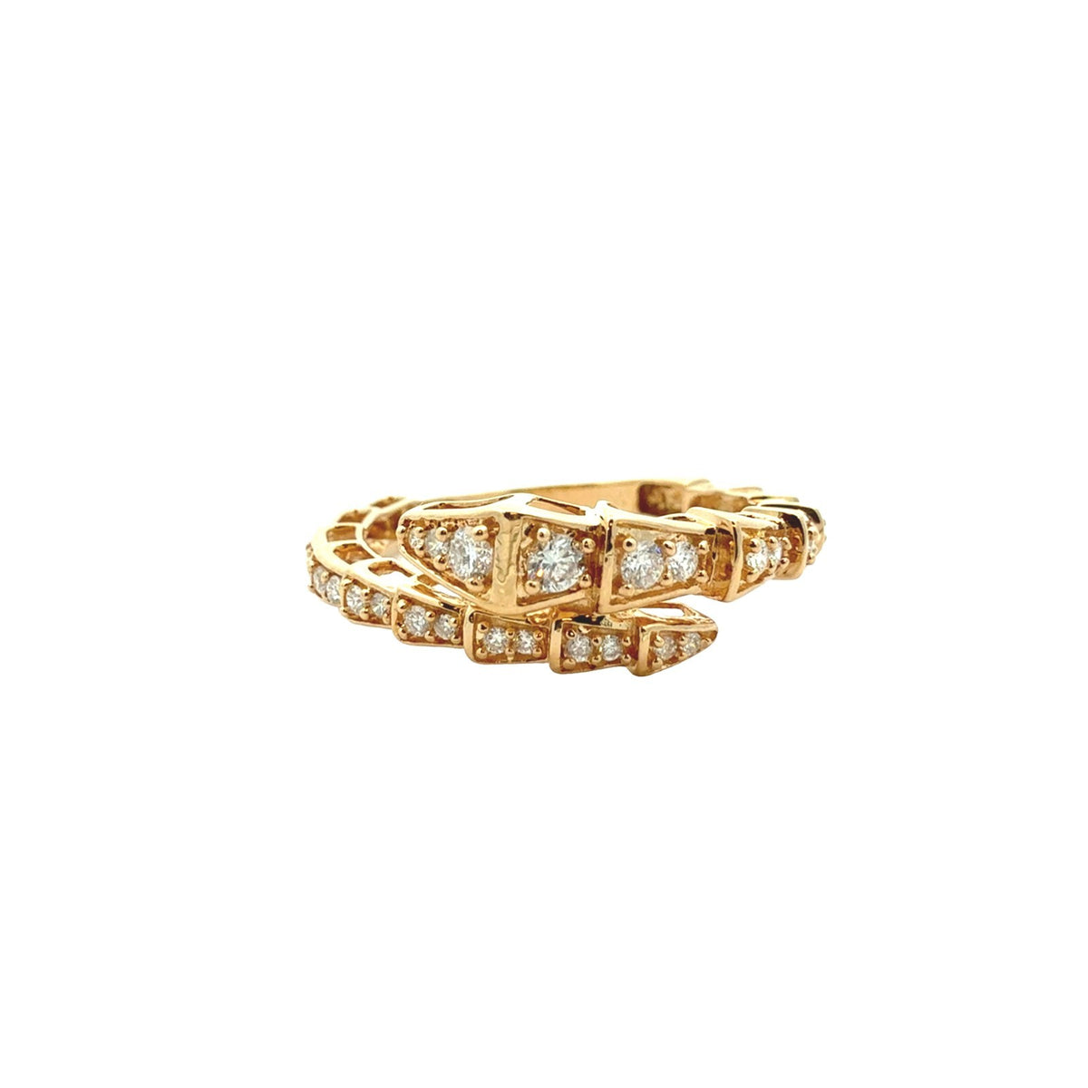 18k Yellow Gold 0.25cttw Diamond Coiled Snake Ring1