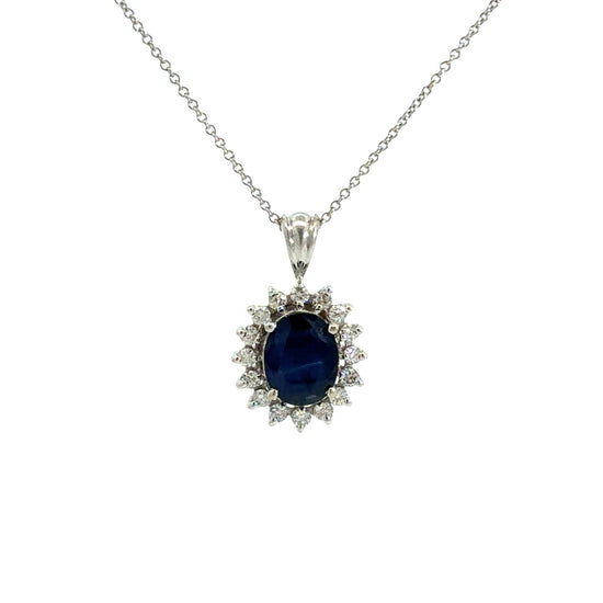 Effy 14k White Gold 1.88tcw Sapphire & 0.44cttw Diamond Halo Pendant & Necklace5