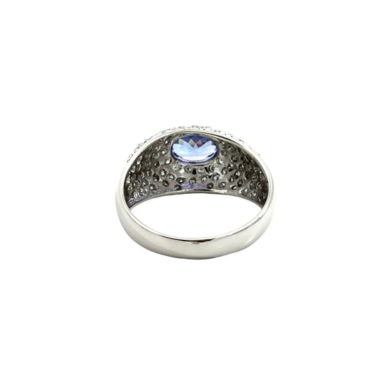 14k White Gold 0.96tcw Tanzanite and 0.47cttw Pave Diamond Dome Cocktail Ring3