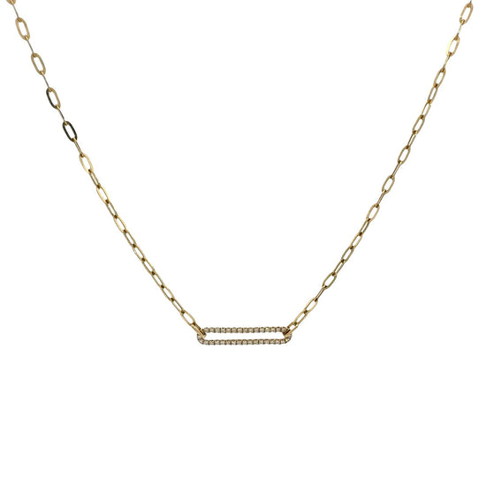 14k Yellow Gold & 0.26cttw Diamond Open Link Paperclip Chain Necklace 18"0