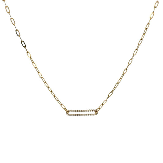14k Yellow Gold & 0.26cttw Diamond Open Link Paperclip Chain Necklace 18"0