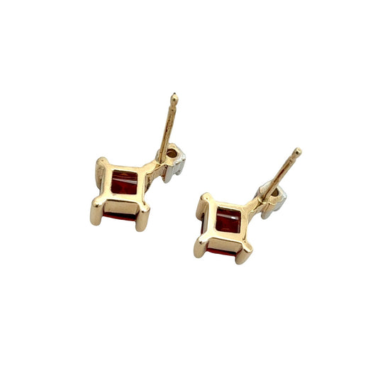 14k Yellow Gold 0.06cttw Diamond and 0.72cttw Garnet Drop Earrings7