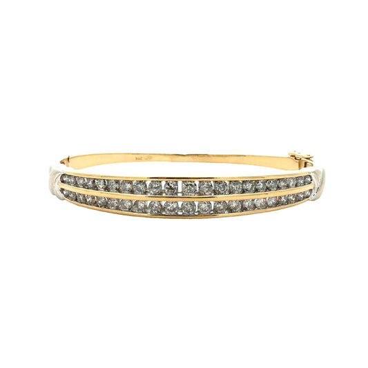 14k Yellow Gold 1.71cttw Diamond Double Row Hinged Bangle Bracelet1