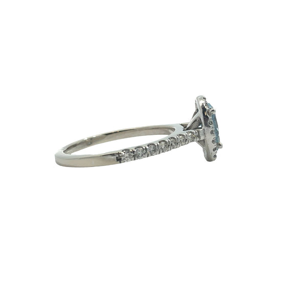 14k White Gold Stamped 0.31ctw Diamond & 0.61ctw Oval Aquamarine Ring2