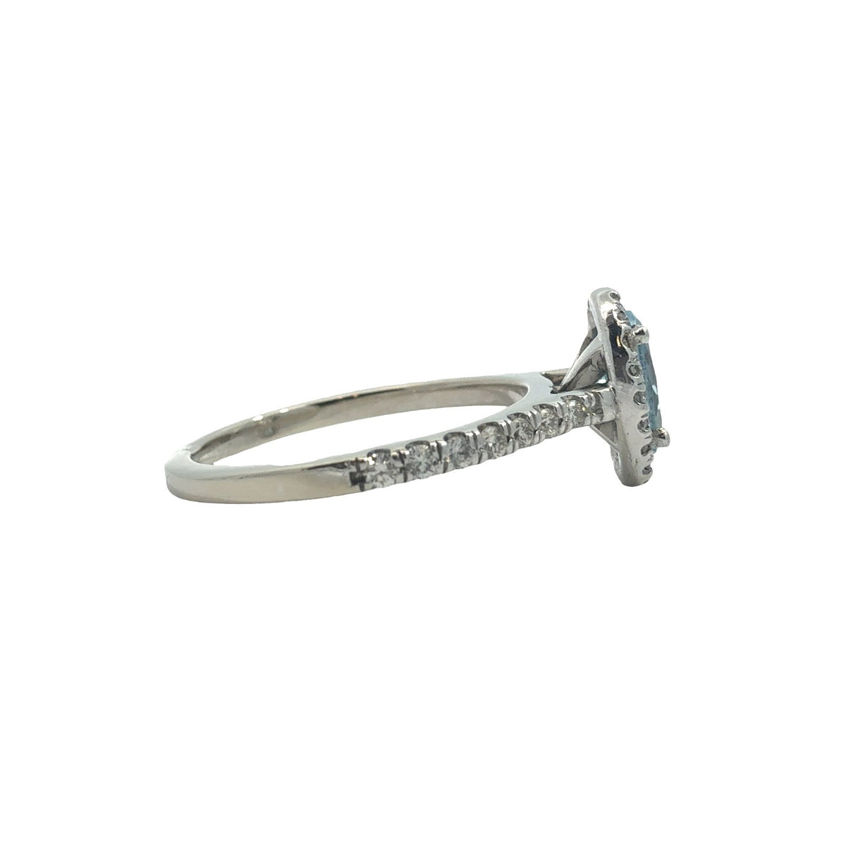14k White Gold Stamped 0.31ctw Diamond & 0.61ctw Oval Aquamarine Ring2