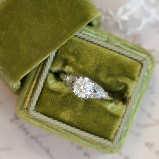 Vintage Platinum 1.46cttw Diamond Split Shank Euro-Cut Engagement Ring0