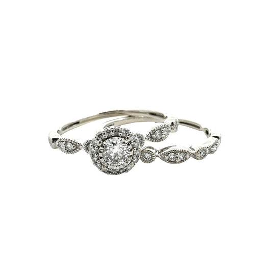 Vintage 10k White Gold 0.50cttw Diamond Wedding Set1