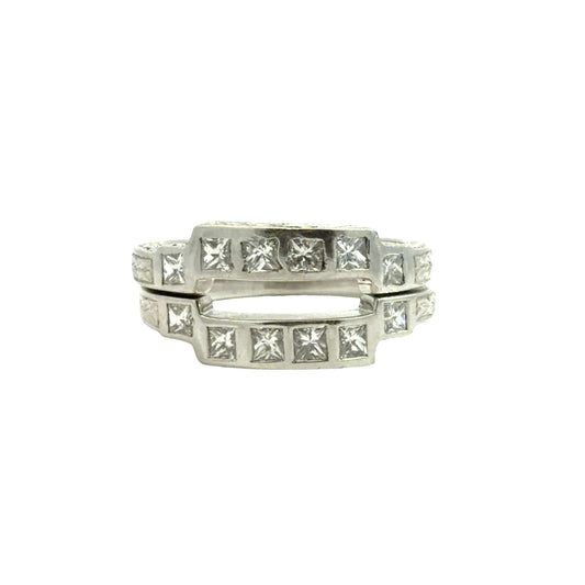 Platinum Bezel Set Princess Cut 0.48cttw Diamond Bands Size 5.50