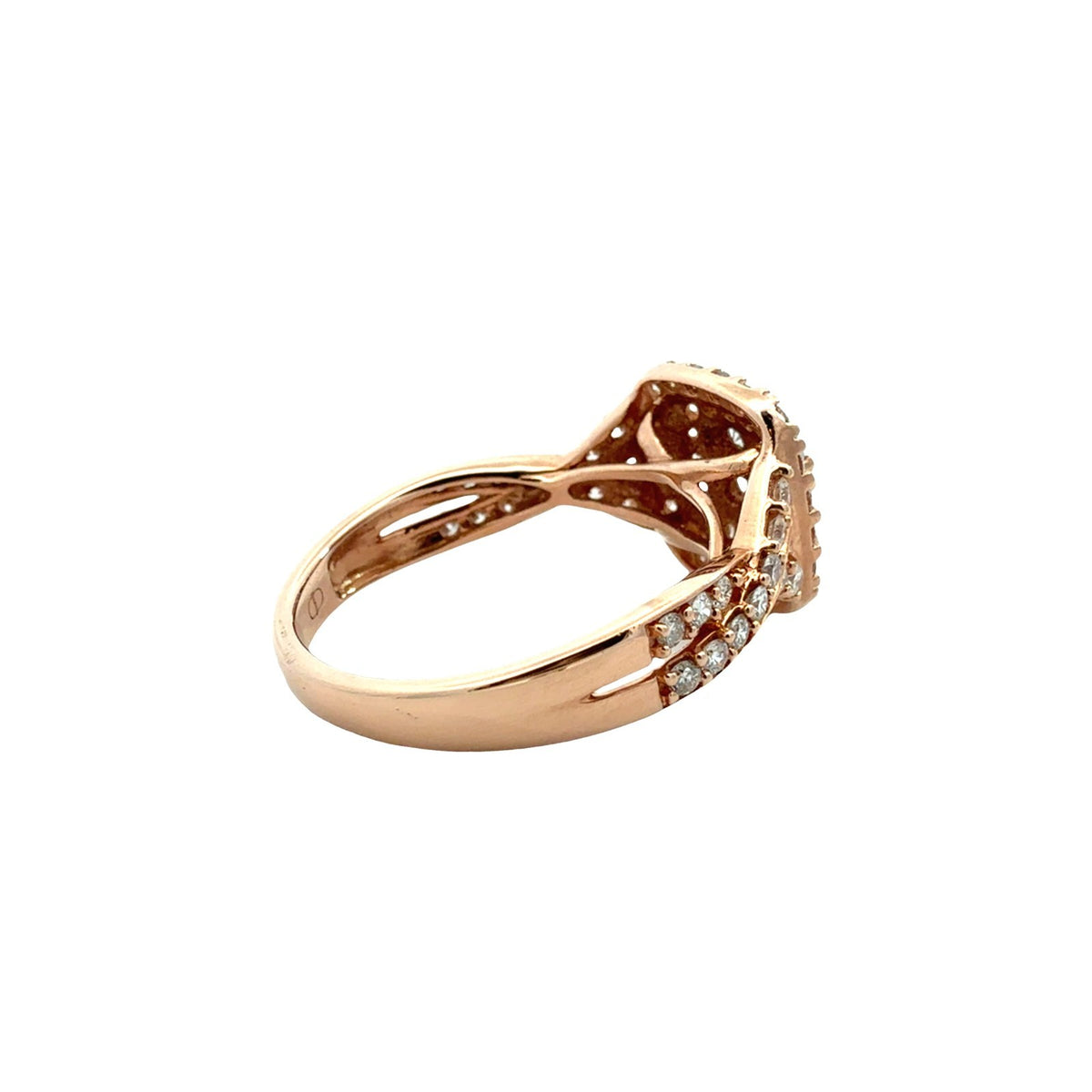 10k Rose Gold 1.08cttw Cluster Double Halo Ring3