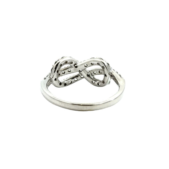 14k White Gold 0.93ctw Round Brilliant Diamond Infinity Ring Size 7.52