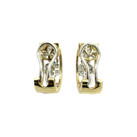 Simon G. 18k Two-Tone Gold 0.38cttw Diamond Trellis Hoop Earrings3