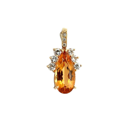 Vintage 14k Yellow Gold 4.89tcw Citrine and 0.71cttw Diamond Pendant1