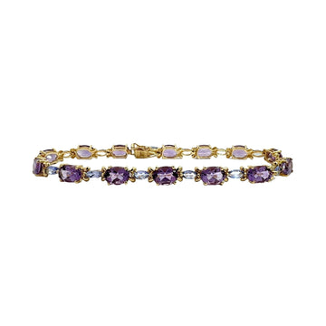 10k Yellow Gold 8.21cttw Amethyst and 1.26cttw Iolite Chain Bracelet0
