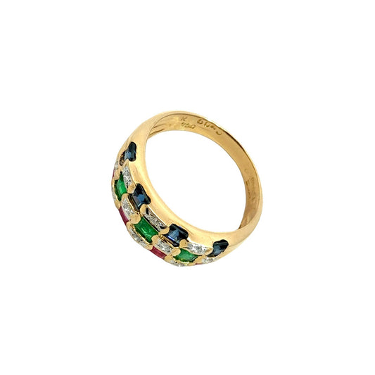 Le Vian 18k Yellow Gold Sapphire Ruby Emerald and Diamond Checkerboard Ring1