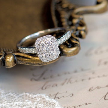 10k White Gold 0.52cttw Diamond Cluster Halo Engagement Ring0