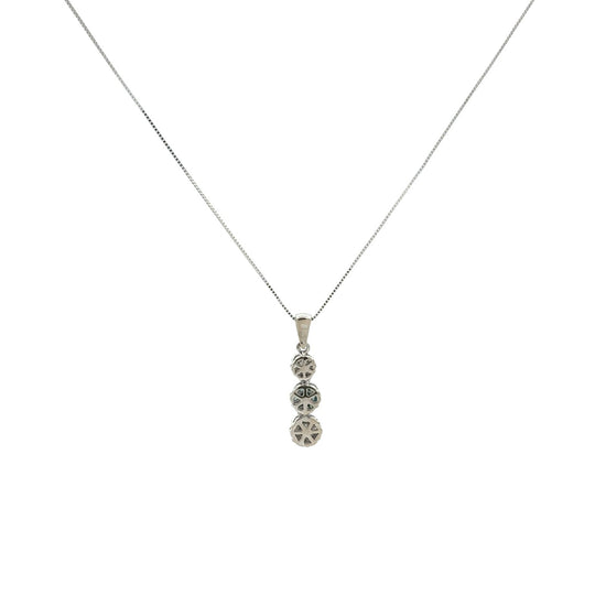 14k White Gold 0.61cttw Blue White Diamond Three-Tier Cluster Pendant Necklace4