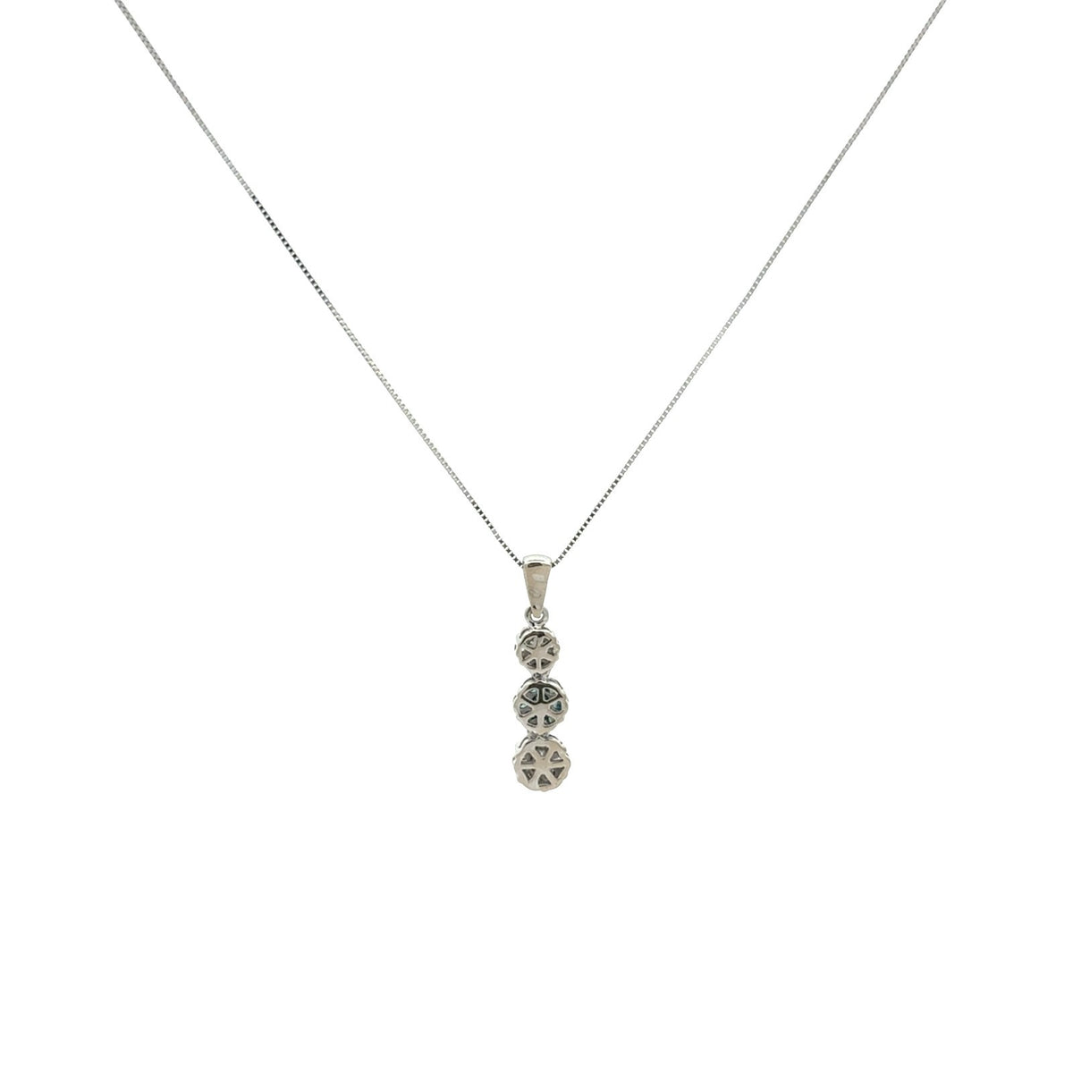 14k White Gold 0.61cttw Blue White Diamond Three-Tier Cluster Pendant Necklace4