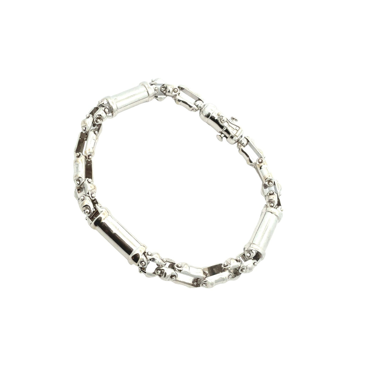 Vior Italy 14k White Gold Barrel Link Chain Bracelet2