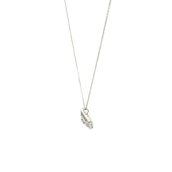 14k White Gold and 0.18cttw Diamond Geometric Pendant Necklace2