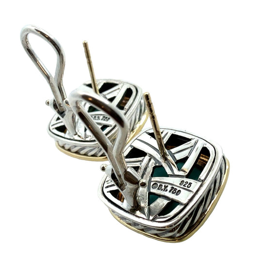 David Yurman Sterling Silver 18k Yellow Gold and Turquoise Albion Earrings4