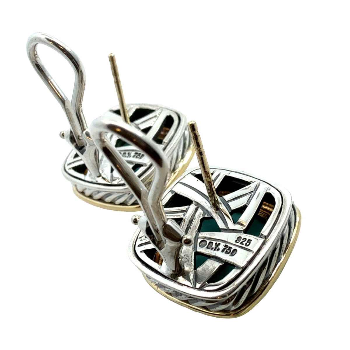 David Yurman Sterling Silver 18k Yellow Gold and Turquoise Albion Earrings4