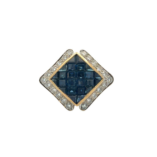 18k Yellow Gold 1.62cttw Sapphire & 061cttw Diamond Pendant0