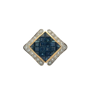 18k Yellow Gold 1.62cttw Sapphire & 061cttw Diamond Pendant0