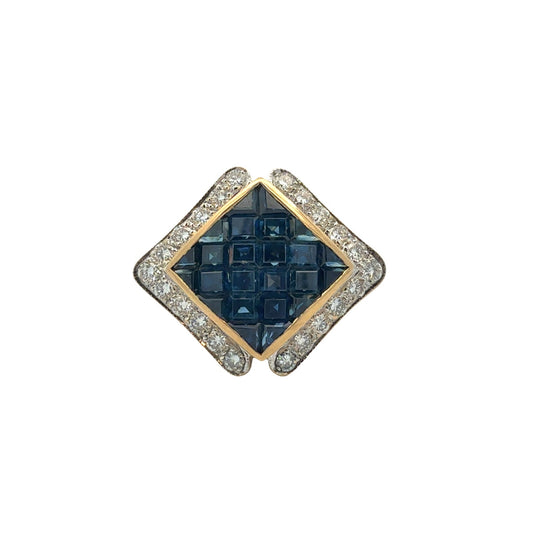 18k Yellow Gold 1.62cttw Sapphire & 061cttw Diamond Pendant0
