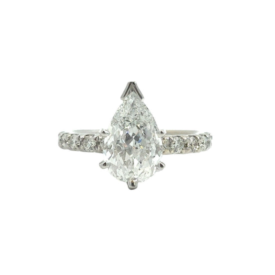 14k White Gold Pear Cut 1.71cttw (1.30tcw) Diamond Pave Band Engagement Ring0