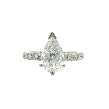 14k White Gold Pear Cut 1.71cttw (1.30tcw) Diamond Pave Band Engagement Ring0