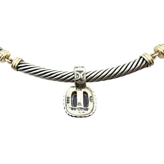 David Yurman Sterling Silver & 14k Twisted Cable Moonstone Pendant Choker5
