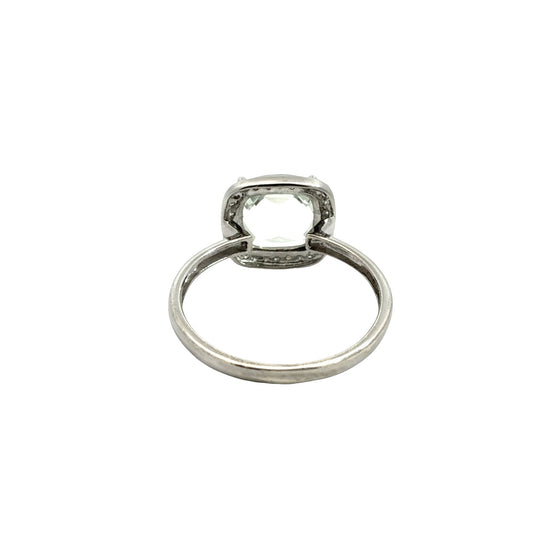 14k White Gold Cushion-Cut 3.33tcw Prasiolite and 0.11cttw Diamond Halo Ring3