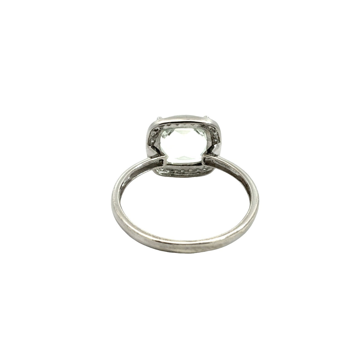 14k White Gold Cushion-Cut 3.33tcw Prasiolite and 0.11cttw Diamond Halo Ring3
