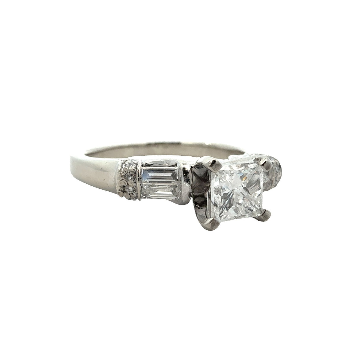 14k White Gold 0.90ctw Princess Cut Diamond Engagement Ring Size 71