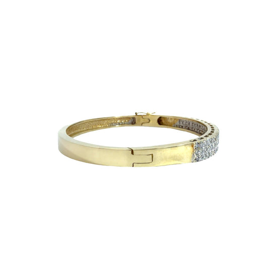 14k Yellow Gold Multi-Row 2.39cttw Diamond Pavé Hinged Bangle Bracelet 6.75"1