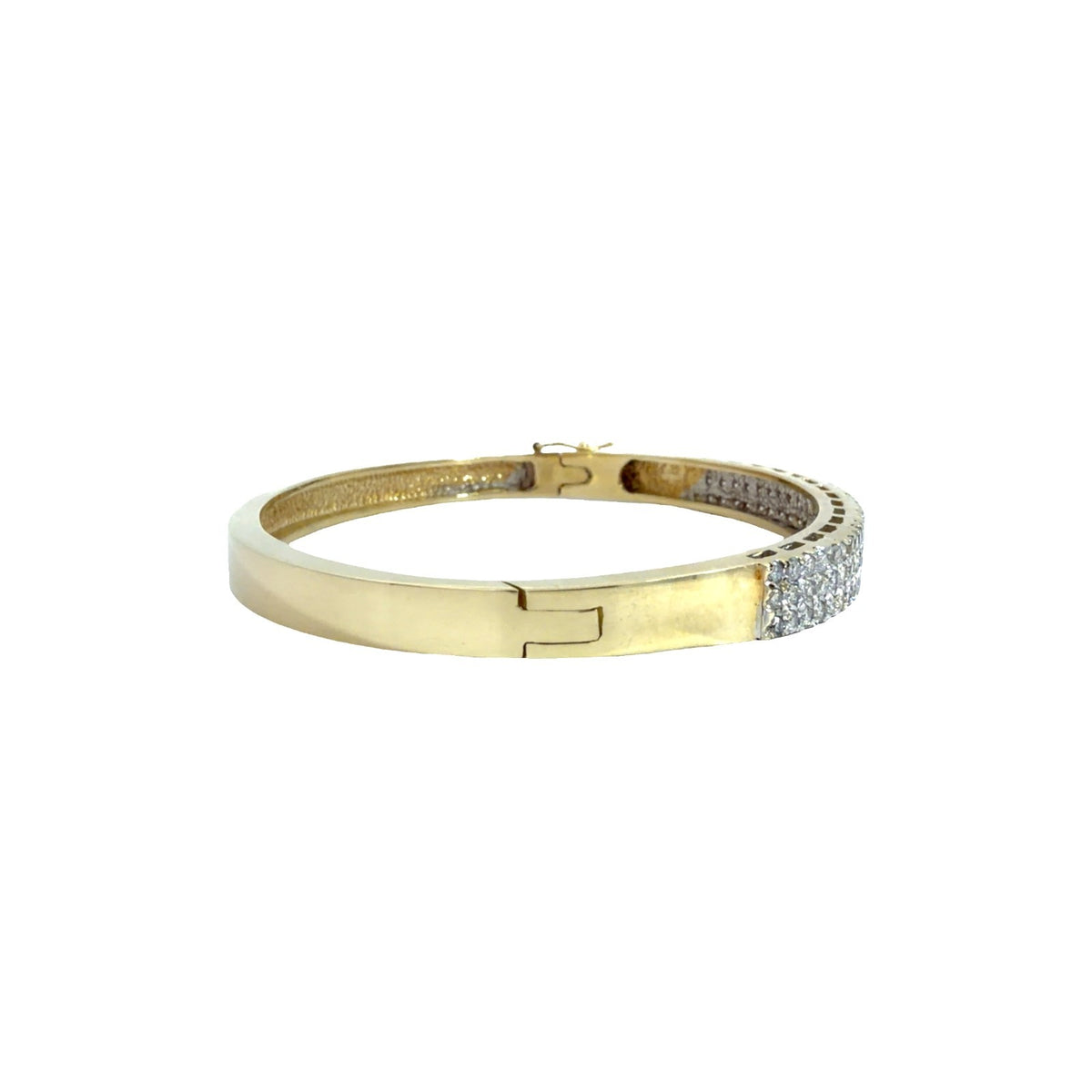 14k Yellow Gold Multi-Row 2.39cttw Diamond Pavé Hinged Bangle Bracelet 6.75"1
