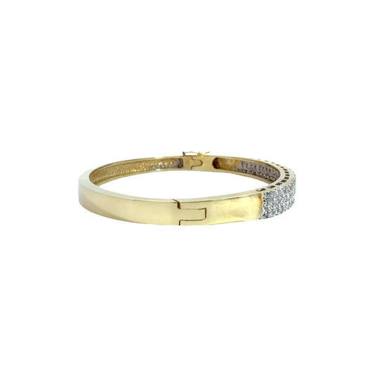 14k Yellow Gold Multi-Row 2.39cttw Diamond Pavé Hinged Bangle Bracelet 6.75"1