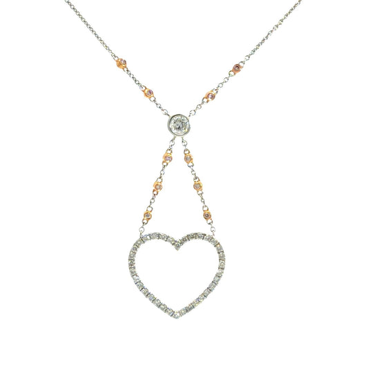 18k Multi-Tone Gold & 0.48cttw Diamond Heart Pendant Necklace 20"0