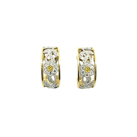 Simon G. 18k Two-Tone Gold 0.38cttw Diamond Trellis Hoop Earrings1