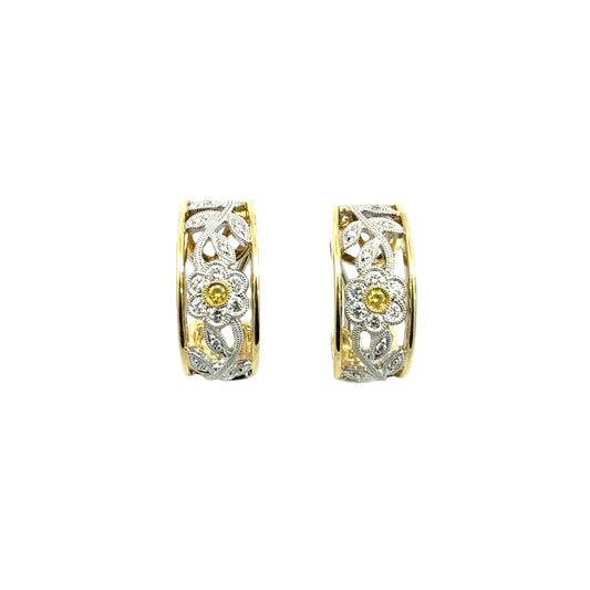 Simon G. 18k Two-Tone Gold 0.38cttw Diamond Trellis Hoop Earrings1