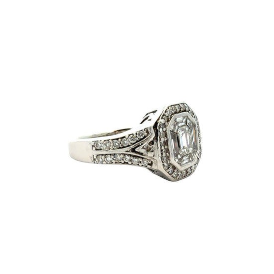 Vintage 14k White Gold 0.37tcw(1.44cttw) Emerald-Cut Diamond Engagement Ring2