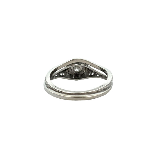 Vintage 14k White Gold 0.23ctw Diamond Engagement & Wedding Ring Set Size 5.55