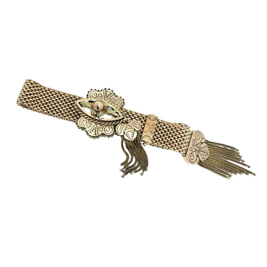 Antique Victorian 14k Yellow Gold Mesh Slide Bracelet2